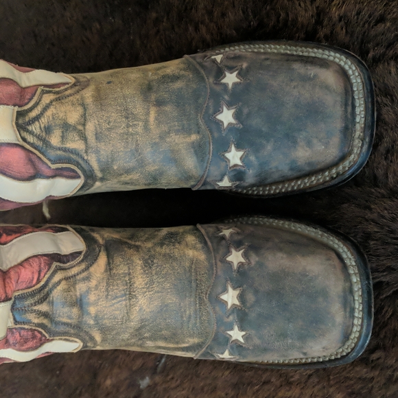 DAN POST DP3914 "Betsy" American Flag cowgirl western boots square toe sz 8.5 - Picture 12 of 16